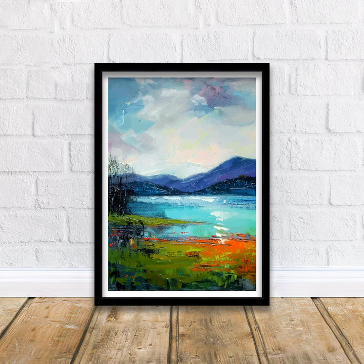 Derwentwater Abstract Art Poster Lake District Impressions Watercolor Lake Scene Cumbrian Lakes