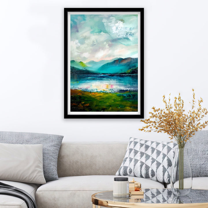 Lake District Abstract Art Poster British Lakescape Essence Cumbrian Hills Watercolor Poster UK Nature