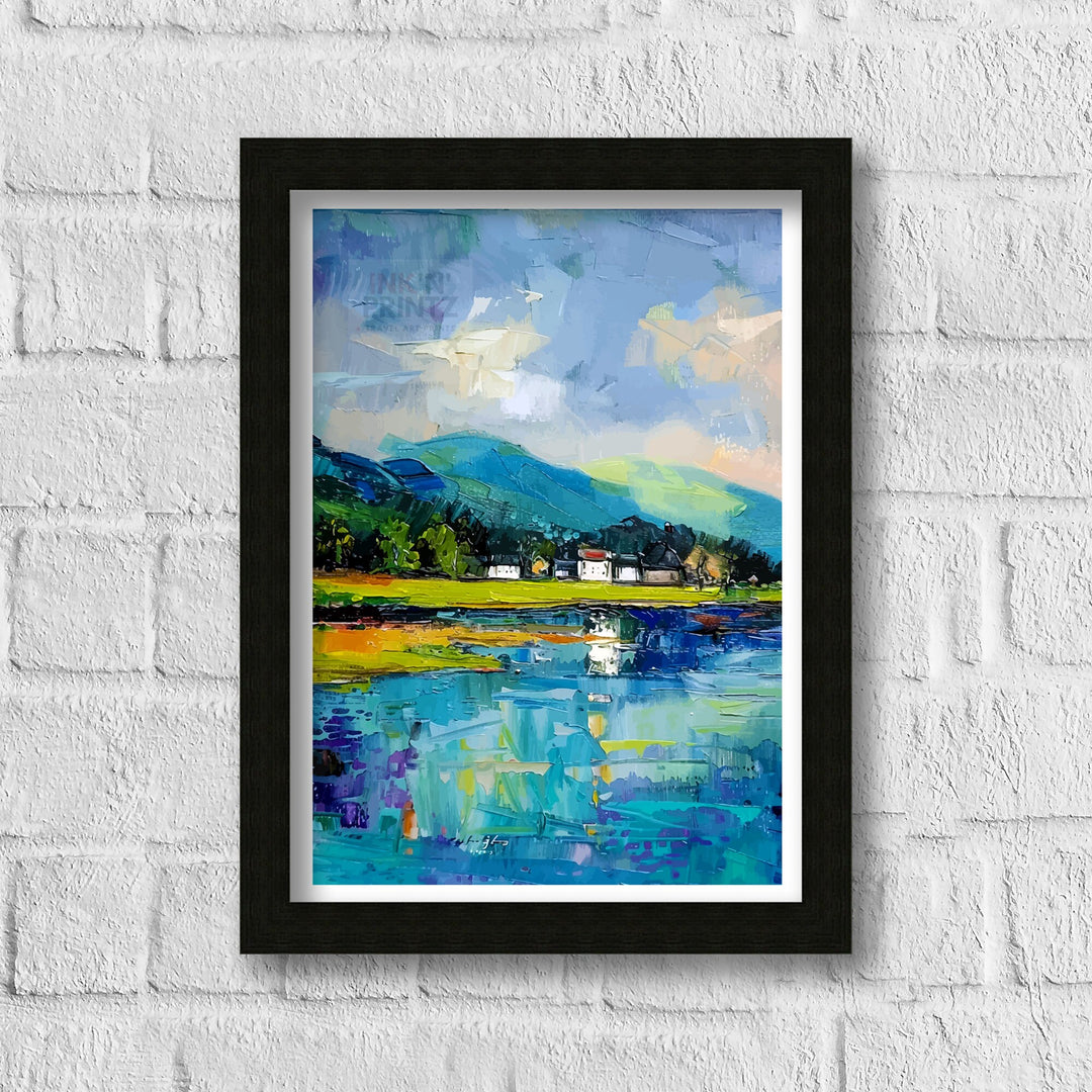 Keswick Lake District Abstract Art Poster Cumbrian Town Essence Modern Landscape Poster UK Countryside