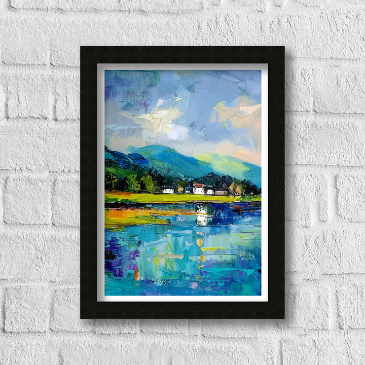 Keswick Lake District Abstract Art Poster Cumbrian Town Essence Modern Landscape Poster UK Countryside