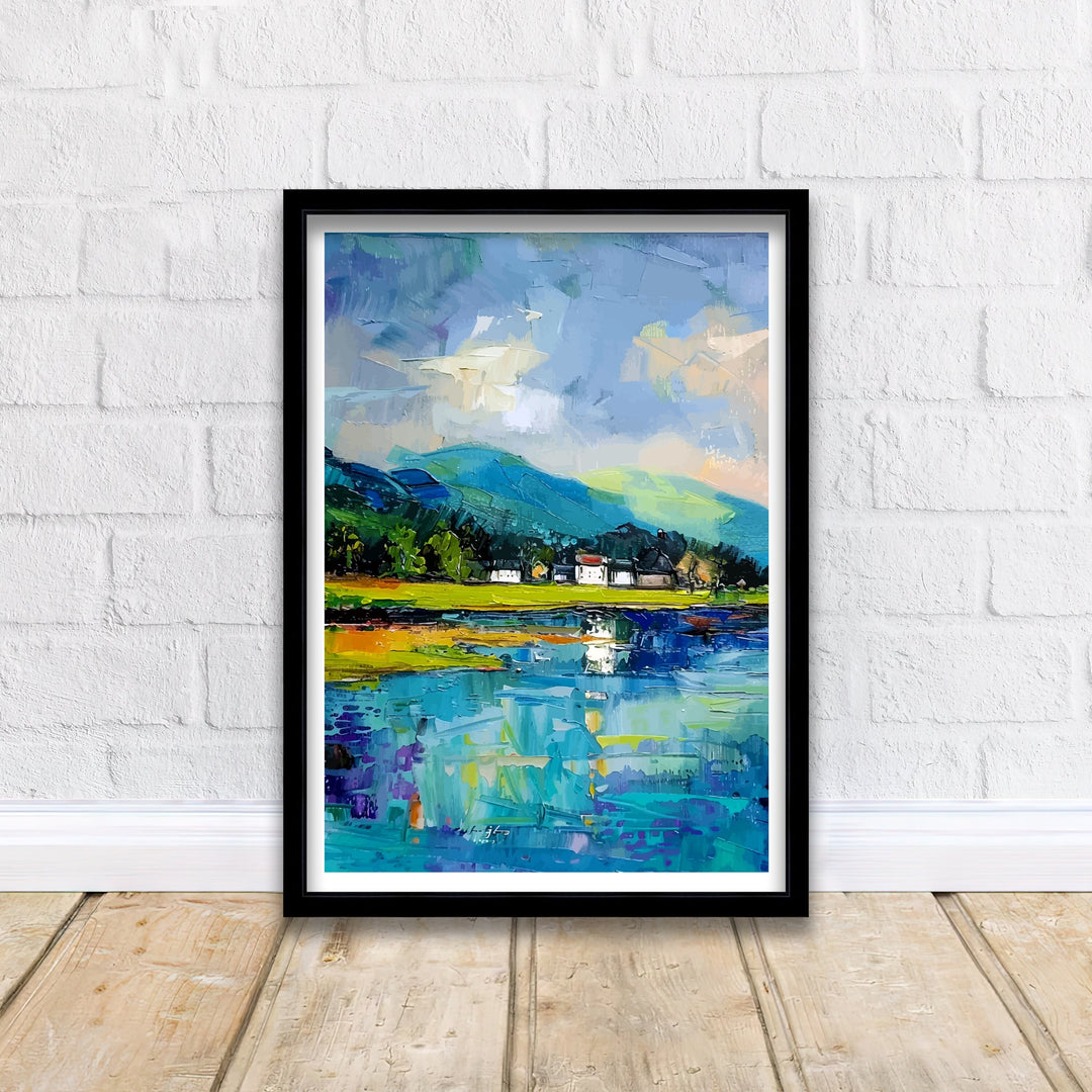 Keswick Lake District Abstract Art Poster Cumbrian Town Essence Modern Landscape Poster UK Countryside