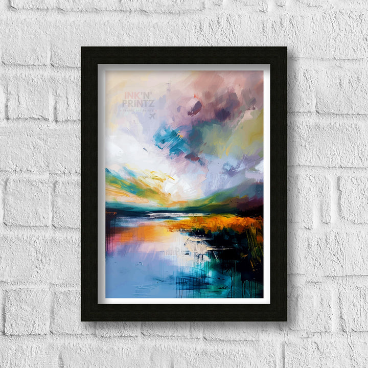 Lake District Abstract Art Poster British Lakescape Essence Cumbrian Hills Watercolor Poster UK Nature