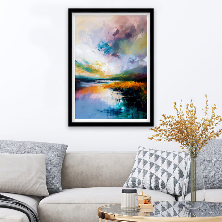 Lake District Abstract Art Poster British Lakescape Essence Cumbrian Hills Watercolor Poster UK Nature