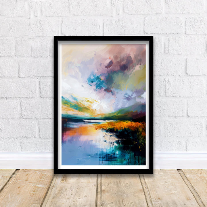 Lake District Abstract Art Poster British Lakescape Essence Cumbrian Hills Watercolor Poster UK Nature