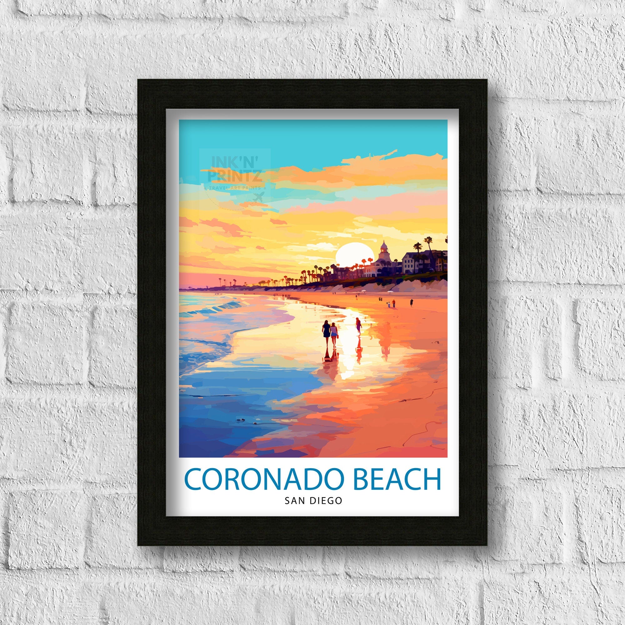 Coronado Beach San Diego Travel Print Wall Decor Wall Art Coronado Beach Wall Hanging Home Décor Coronado Beach Gift Art Lovers Californian