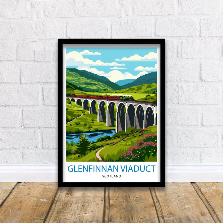 Glenfinnan Viaduct Travel Poster Scottish Highlands Art Iconic Railway Bridge Poster Scotland Landscape