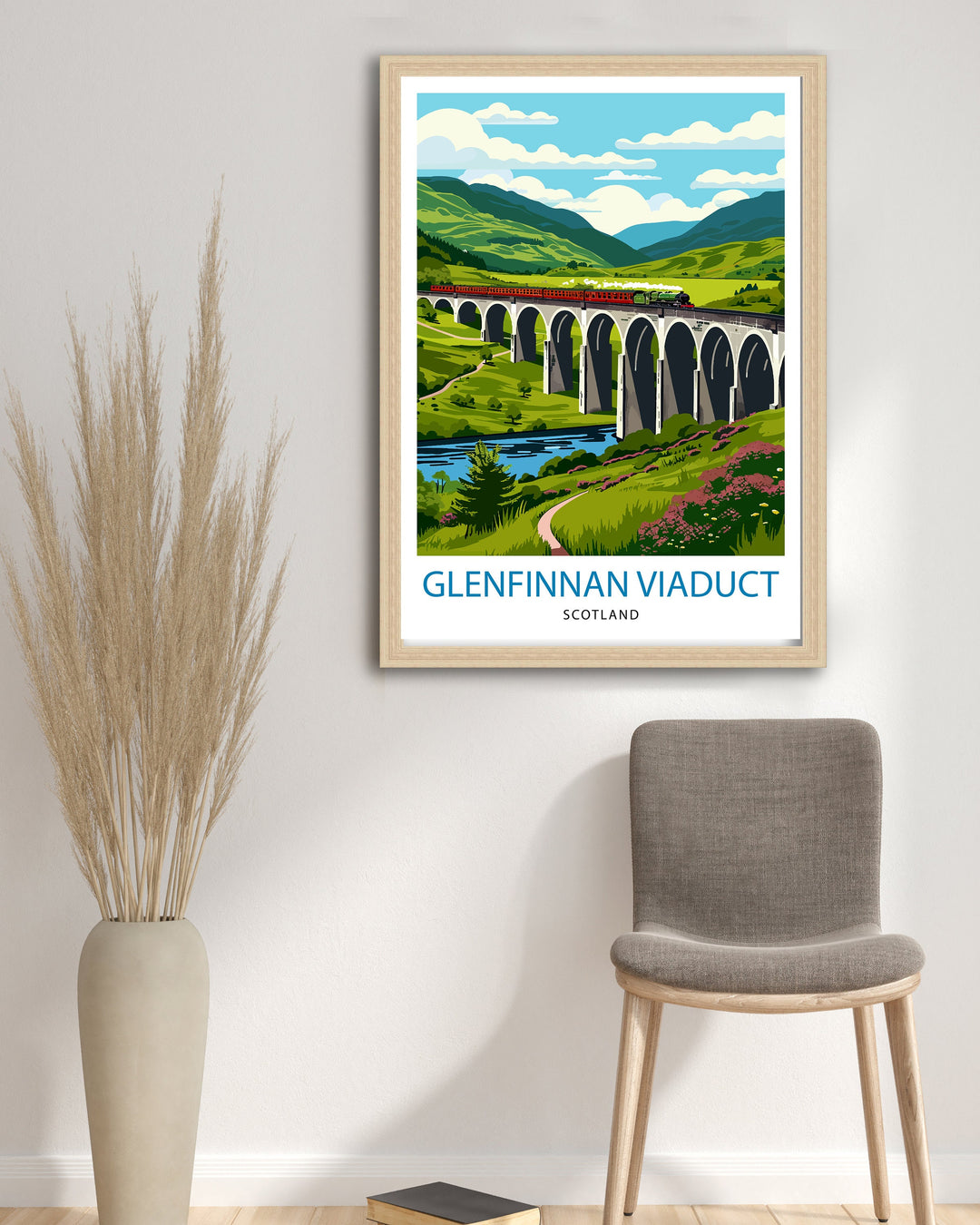 Glenfinnan Viaduct Travel Poster Scottish Highlands Art Iconic Railway Bridge Poster Scotland Landscape