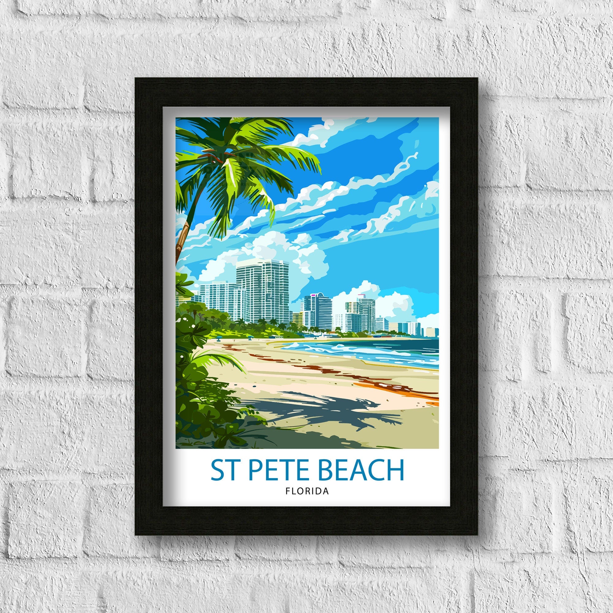 St Pete's Beach Florida Travel Poster Sunshine State Beach Art Gulf Coast Paradise Poster
