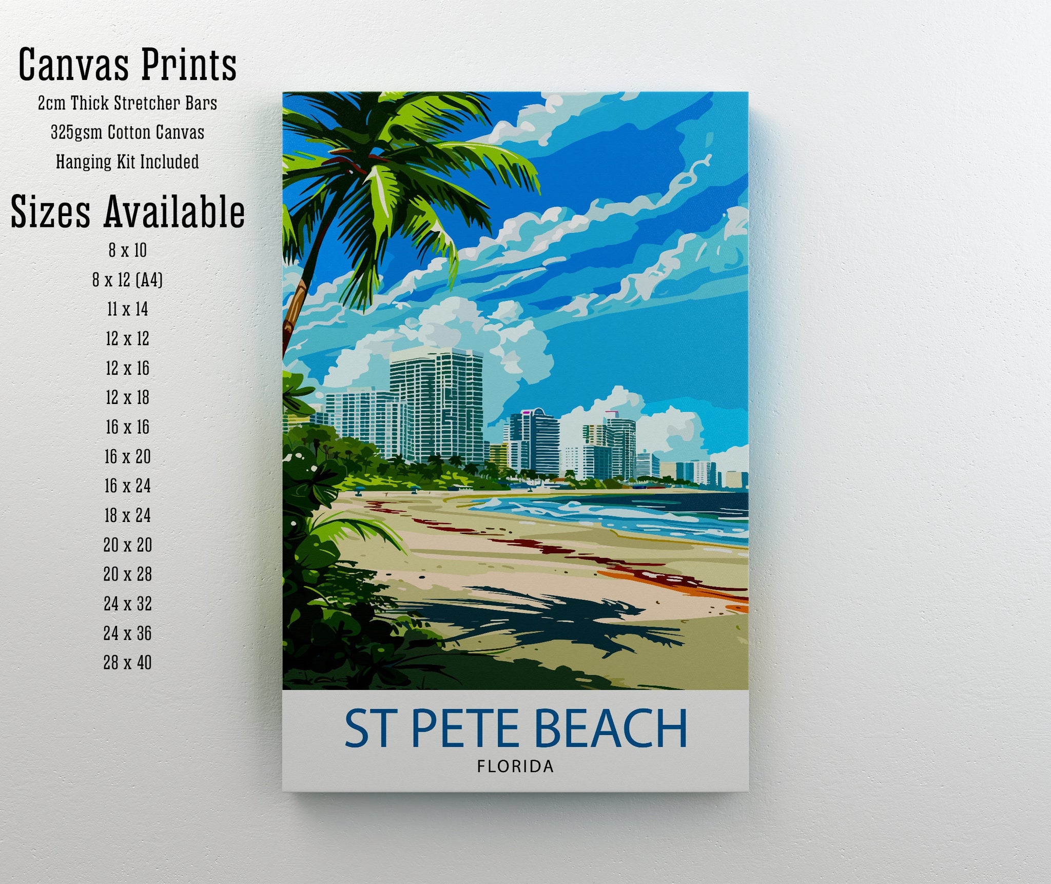St Pete's Beach Florida Travel Poster Sunshine State Beach Art Gulf Coast Paradise Poster