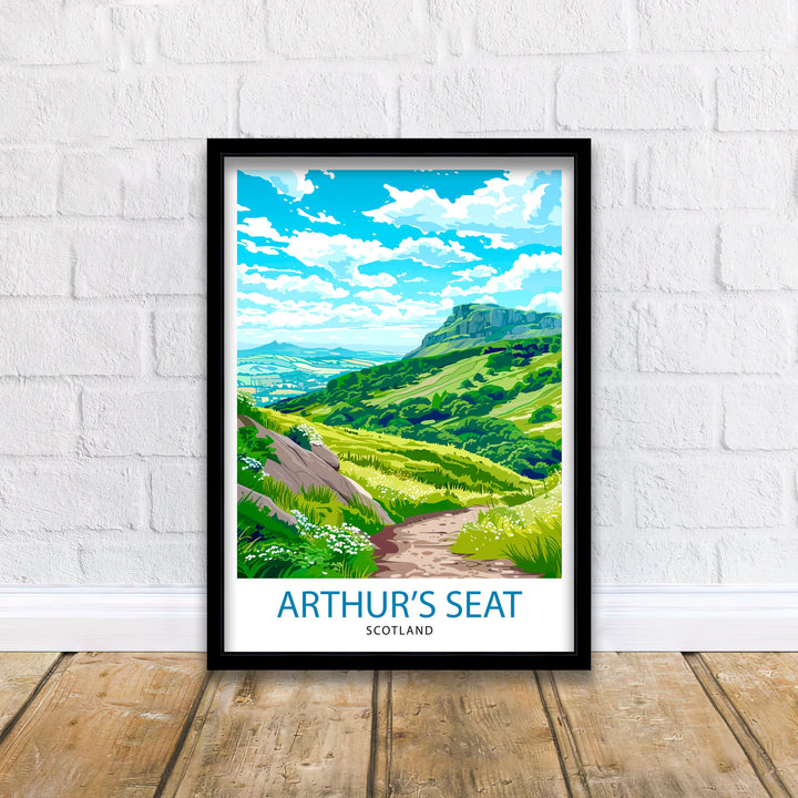 Arthur's Seat Scotland Travel Poster Edinburgh Landmark Art Scottish Highlands Poster Panoramic View