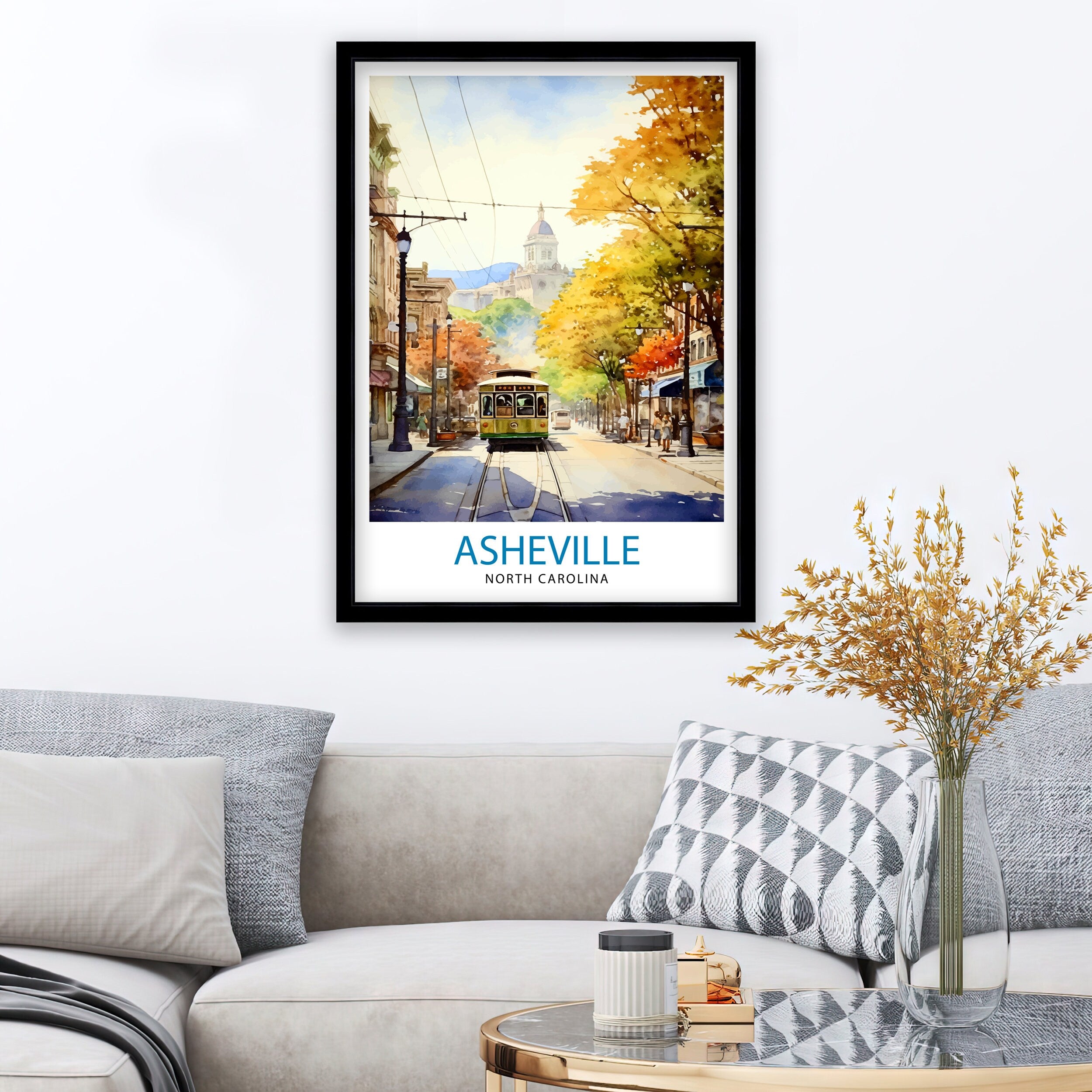 Asheville North Carolina Travel Poster Blue Ridge Mountains Art Southern Charm Print| Appalachian Scenery Wall Decor