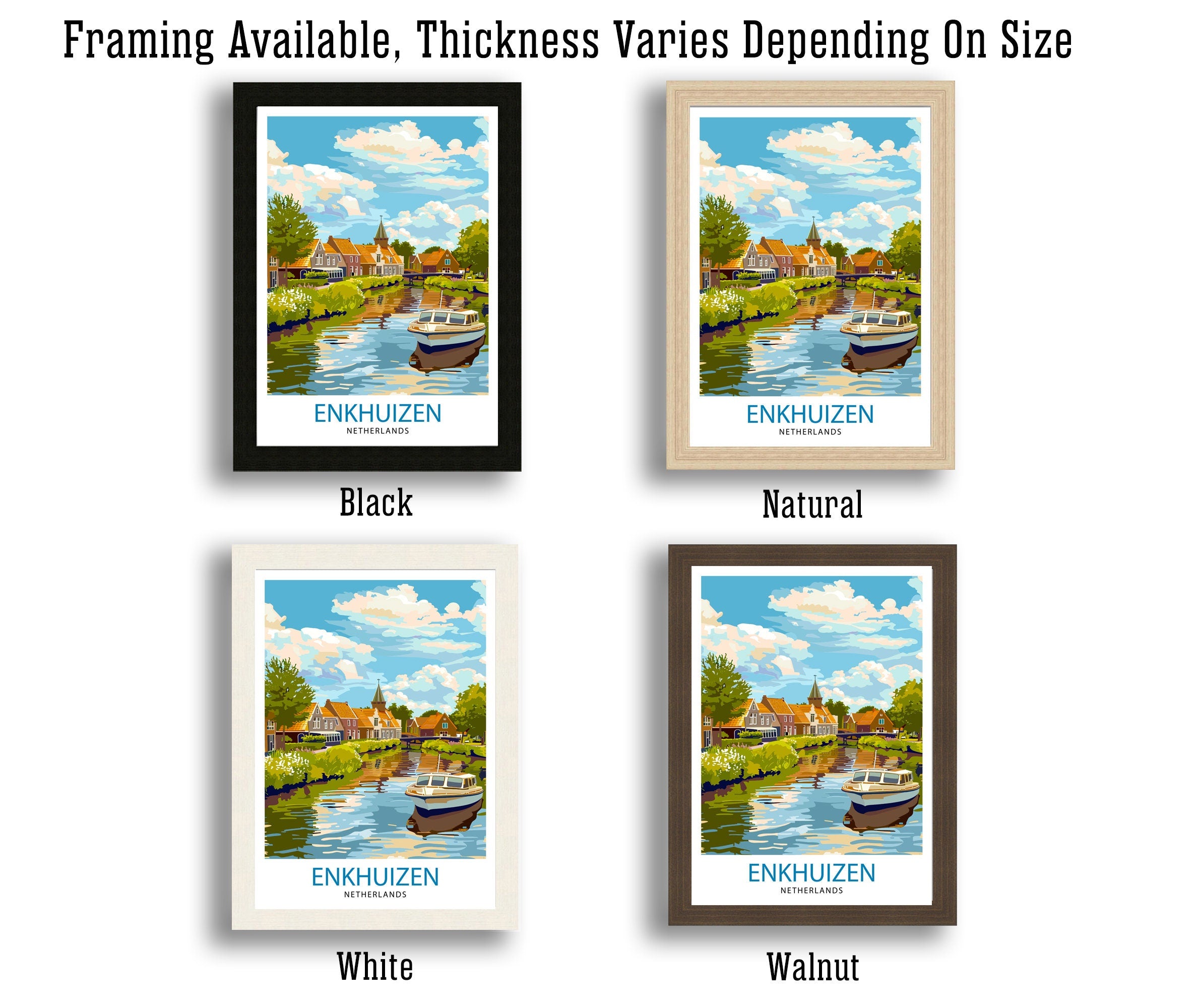 Enkhuizen Netherlands Travel Poster Dutch Harbor Town Art Historic Seaport Print Nautical Heritage Wall Decor Netherlands Maritime