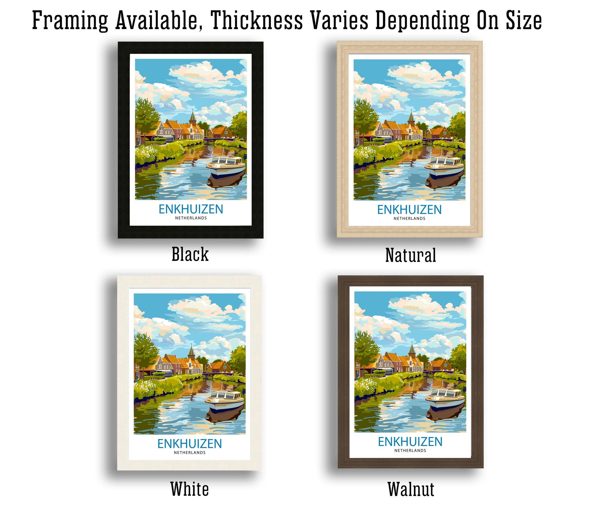 Enkhuizen Netherlands Travel Poster Dutch Harbor Town Art Historic Seaport Print Nautical Heritage Wall Decor Netherlands Maritime
