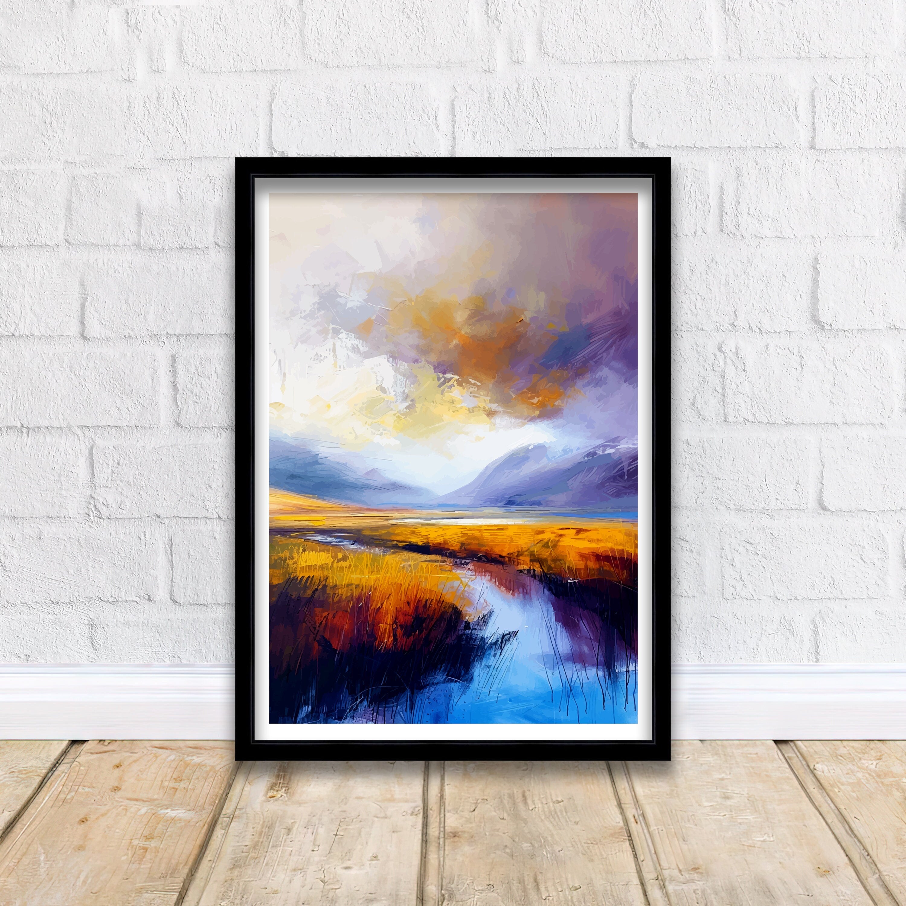 Glencoe Abstract Landscape Poster Scottish Highlands Art Mystical Valley Poster Modern Scotland