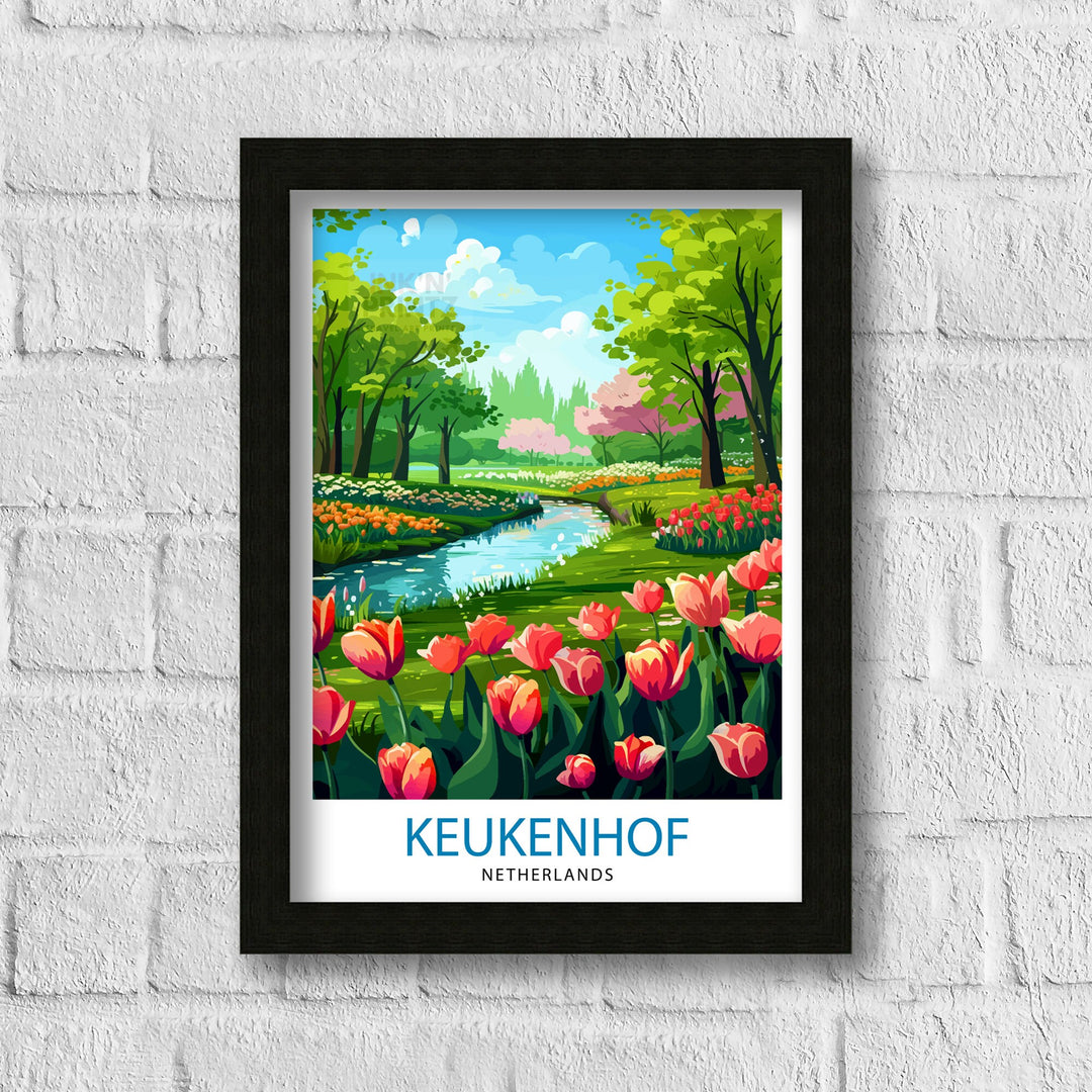 Keukenhof Gardens Poster , Floral Wall Art, Home Decor, Netherlands Travel Poster, Gift for Flower Lovers