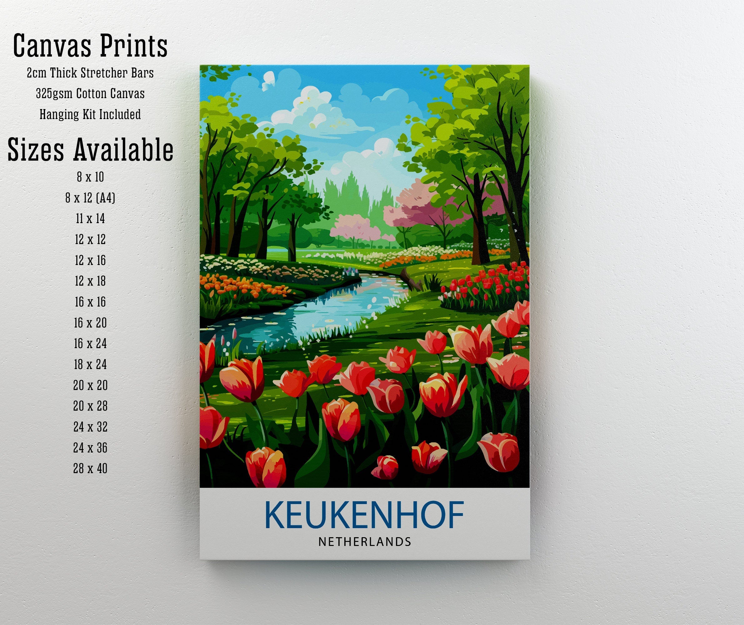 Keukenhof Gardens Print , Floral Wall Art, Home Decor, Netherlands Travel Poster, Gift for Flower Lovers