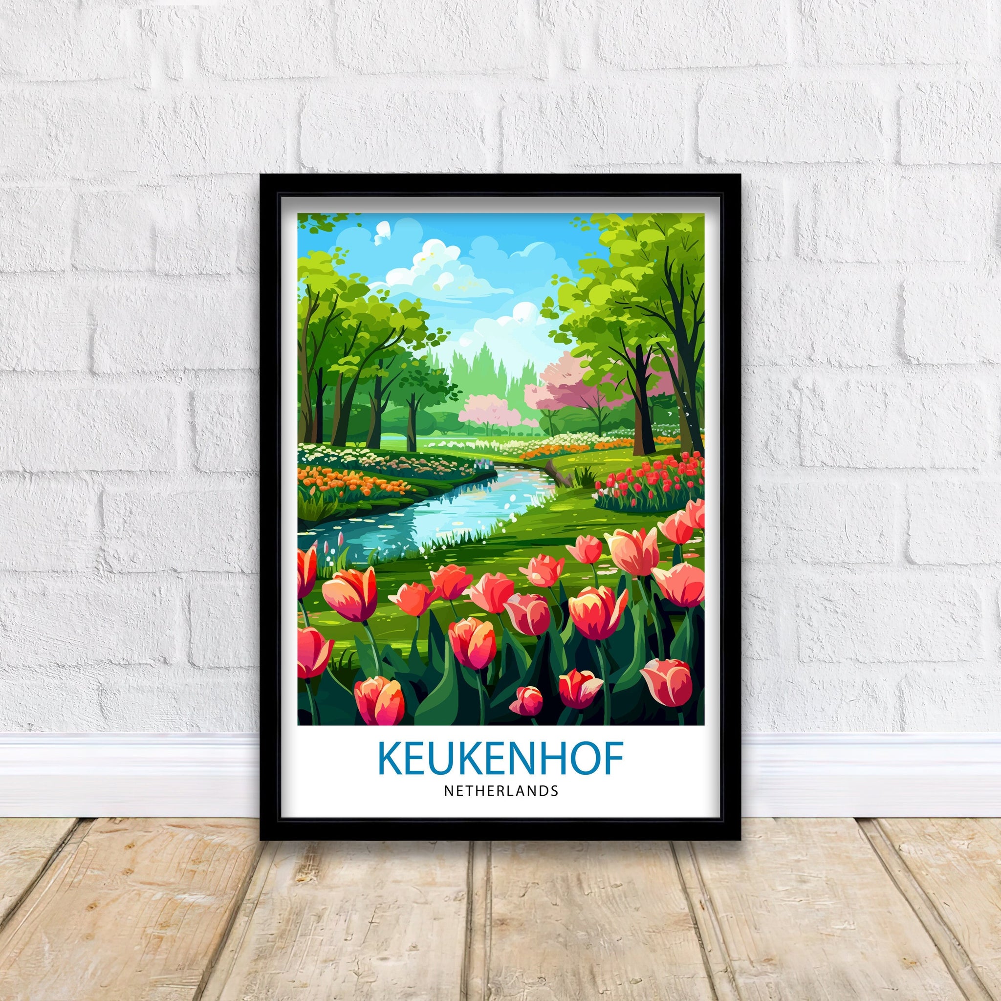 Keukenhof Gardens Print , Floral Wall Art, Home Decor, Netherlands Travel Poster, Gift for Flower Lovers