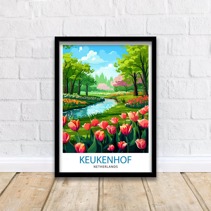 Keukenhof Gardens Poster , Floral Wall Art, Home Decor, Netherlands Travel Poster, Gift for Flower Lovers