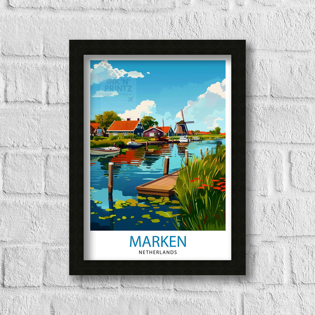 Marken Netherlands Art Poster Dutch Village Charm Poster Traditional Houses