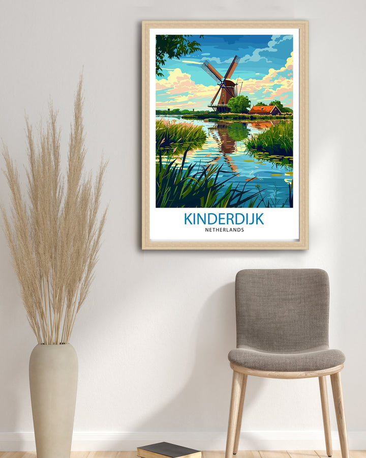 Giethoorn Netherlands Travel Poster Venice of the North Art Water Village Poster Dutch Canals