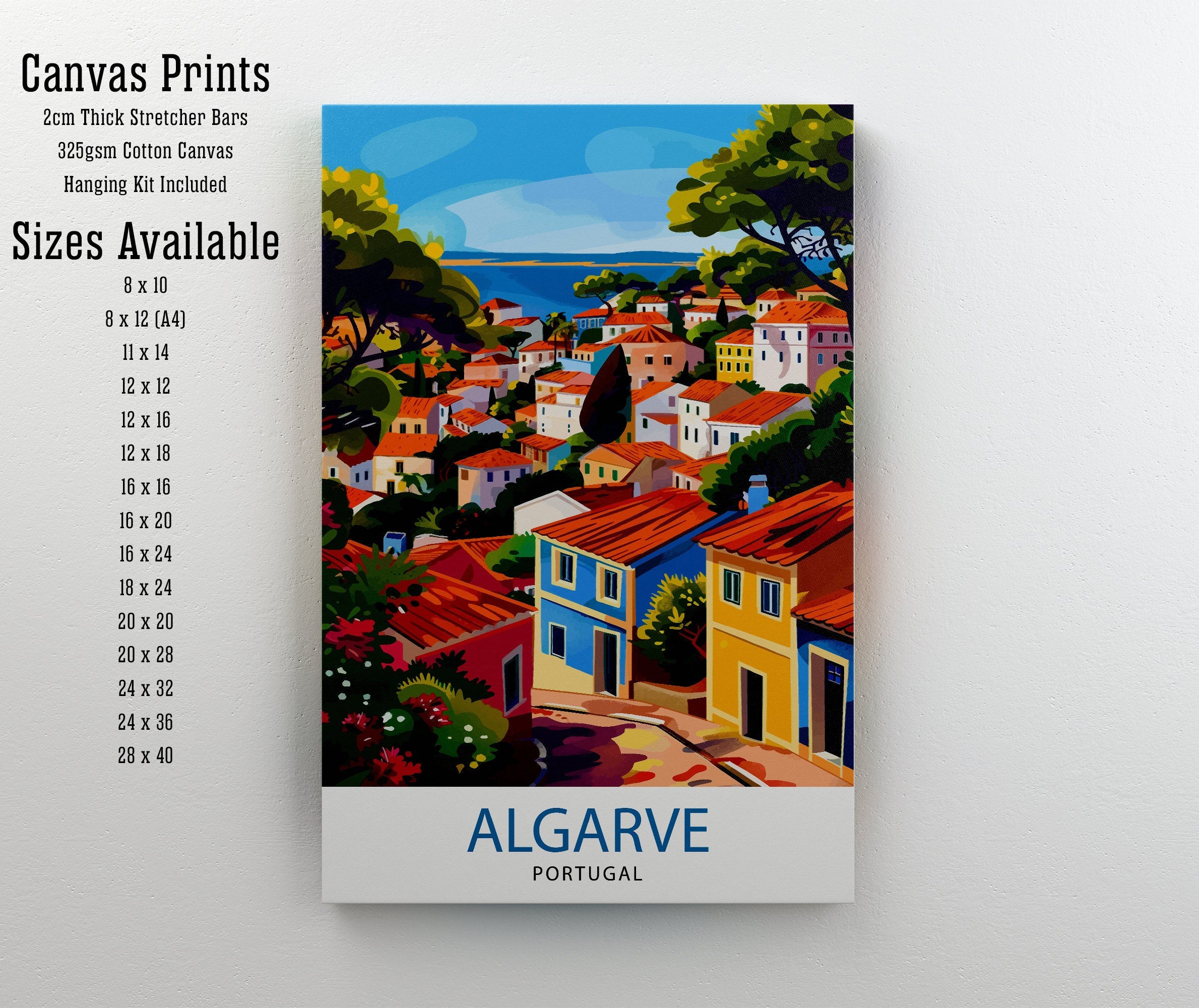 Algarve Portugal Travel Print Algarve Wall Decor Algarve Poster Portugal Travel Prints Algarve Art Print Algarve Illustration Algarve Wall
