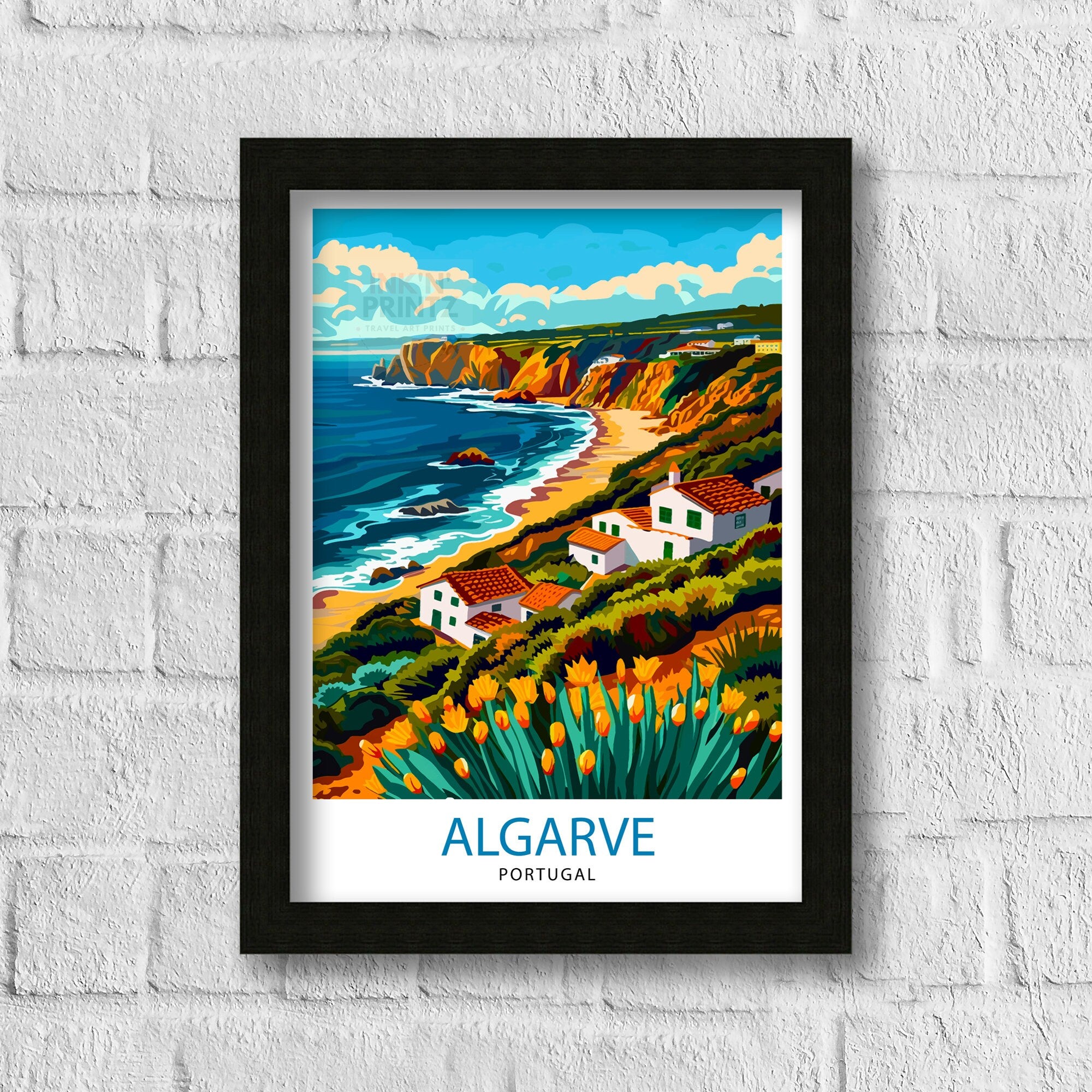 Algarve Portugal Travel Print Algarve Wall Decor Algarve Poster Portugal Travel Prints Algarve Art Print Algarve Illustration Algarve Wall