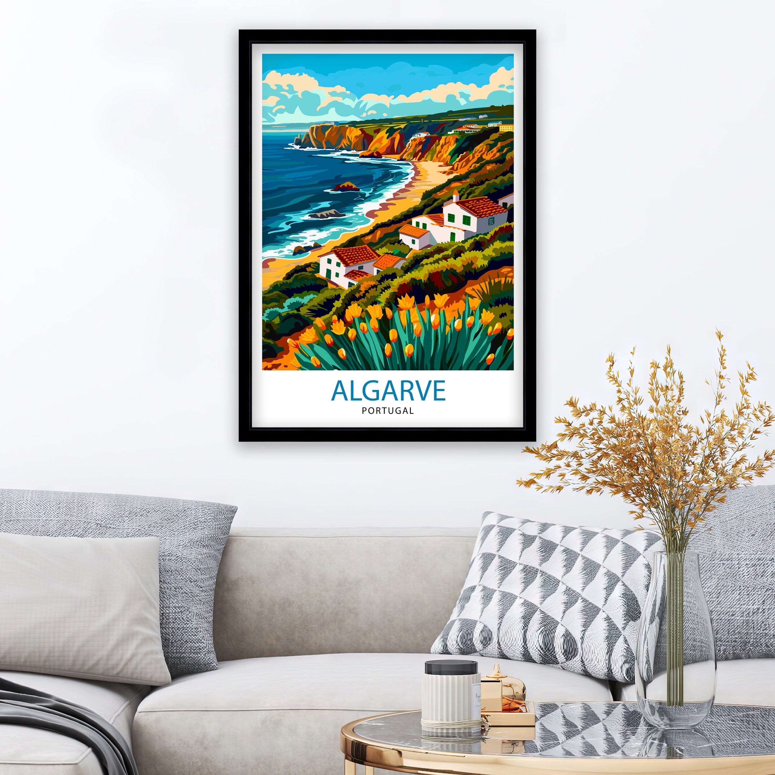 Algarve Portugal Travel Print Algarve Wall Decor Algarve Poster Portugal Travel Prints Algarve Art Print Algarve Illustration Algarve Wall