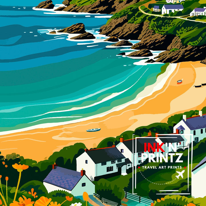 Cornwall United Kingdom Poster Coastal Charm Art English Seaside Poster Cornish Coastline