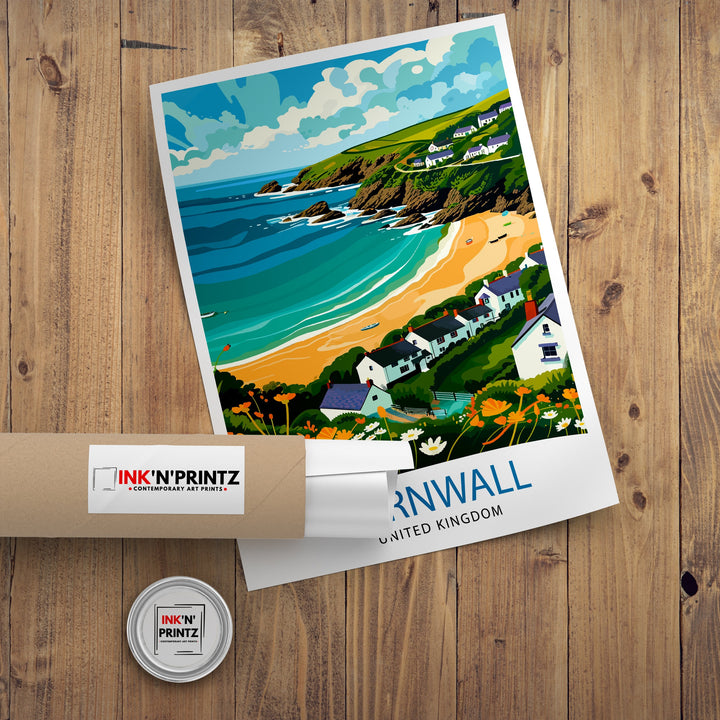 Cornwall United Kingdom Poster Coastal Charm Art English Seaside Poster Cornish Coastline