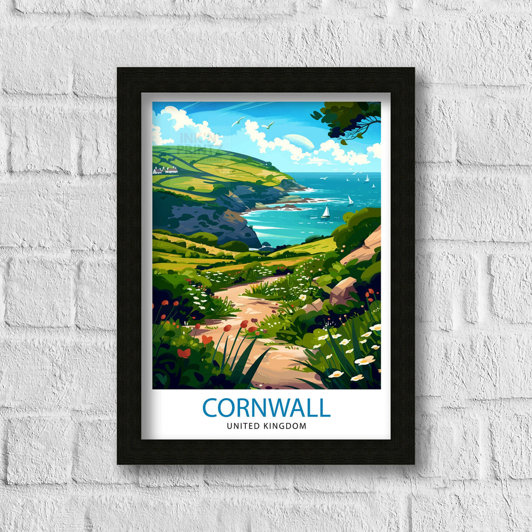 Cornwall United Kingdom Poster Coastal Charm Art English Seaside Poster Cornish Coastline