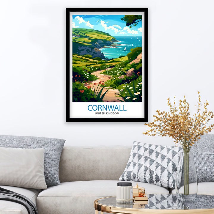 Cornwall United Kingdom Poster Coastal Charm Art English Seaside Poster Cornish Coastline