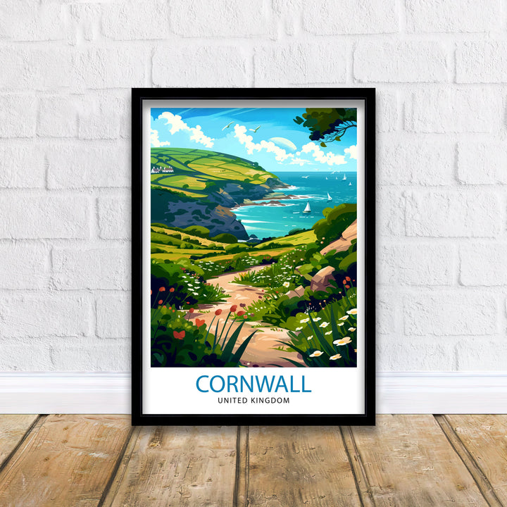 Cornwall United Kingdom Poster Coastal Charm Art English Seaside Poster Cornish Coastline