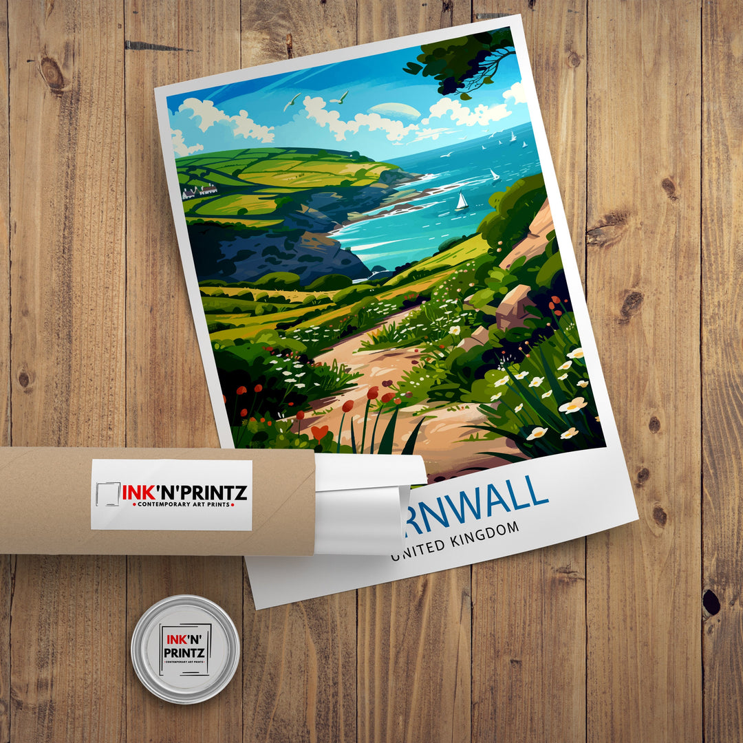 Cornwall United Kingdom Poster Coastal Charm Art English Seaside Poster Cornish Coastline