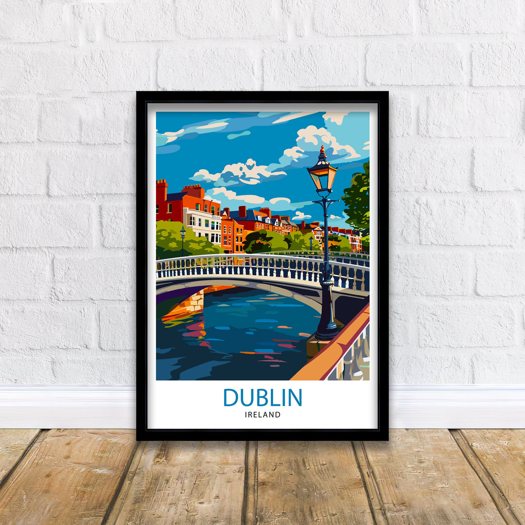 Dublin Ireland Cityscape Poster Lively Temple Bar Scene Dublin Wall Art Historic Georgian Doors Illustration Irish Pub Poster Cultural Decor