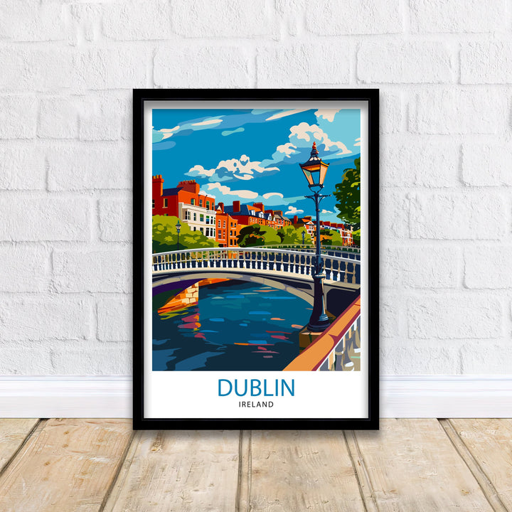 Dublin Ireland Cityscape Poster Lively Temple Bar Scene Dublin Wall Art Historic Georgian Doors Illustration Irish Pub Poster Cultural Decor