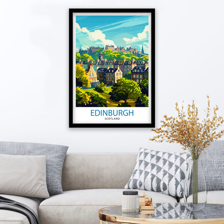 Edinburgh Scotland Travel Poster Edinburgh Wall Art Edinburgh Home Decor Scotland Illustration