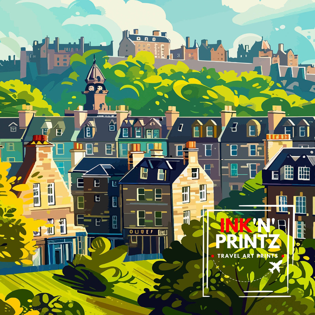 Edinburgh Scotland Travel Poster Edinburgh Wall Art Edinburgh Home Decor Scotland Illustration