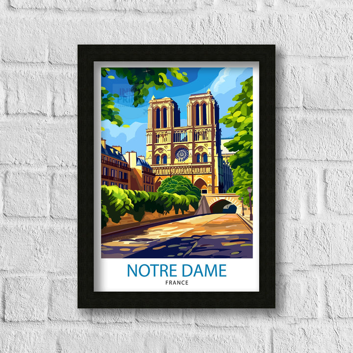 Notre Dame Cathedral Paris Poster French Gothic Architecture Art Historic Landmark Poster Parisian Skyline