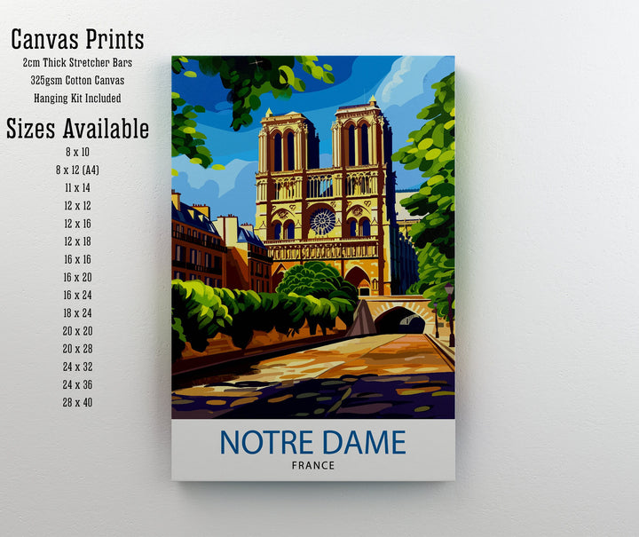 Notre Dame Cathedral Paris Poster French Gothic Architecture Art Historic Landmark Poster Parisian Skyline