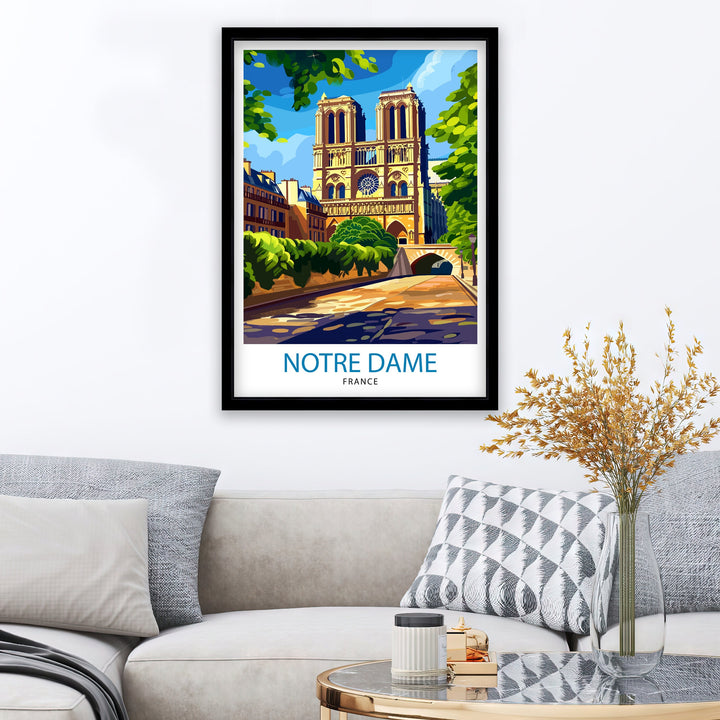 Notre Dame Cathedral Paris Poster French Gothic Architecture Art Historic Landmark Poster Parisian Skyline