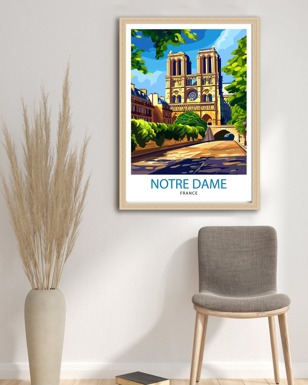 Notre Dame Cathedral Paris Poster French Gothic Architecture Art Historic Landmark Poster Parisian Skyline