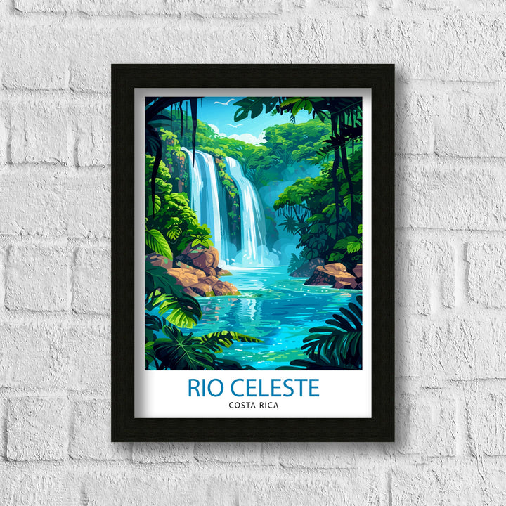 Rio Celeste Costa Rica Poster Tropical Waterfall Art Rainforest Paradise Poster Natural Wonder