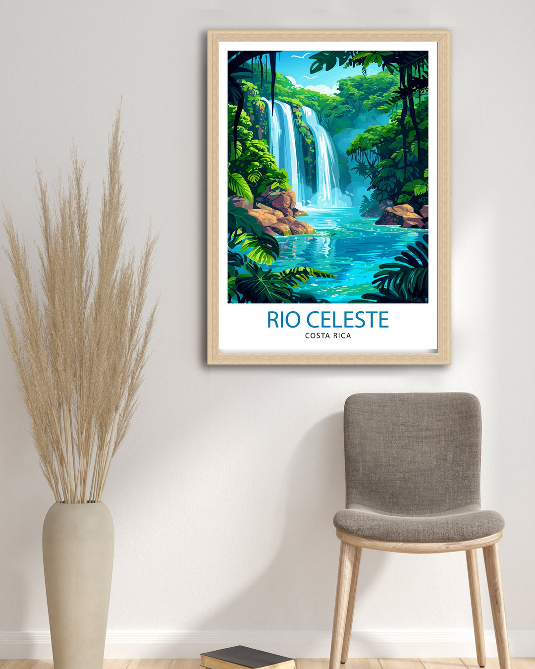 Rio Celeste Costa Rica Poster Tropical Waterfall Art Rainforest Paradise Poster Natural Wonder