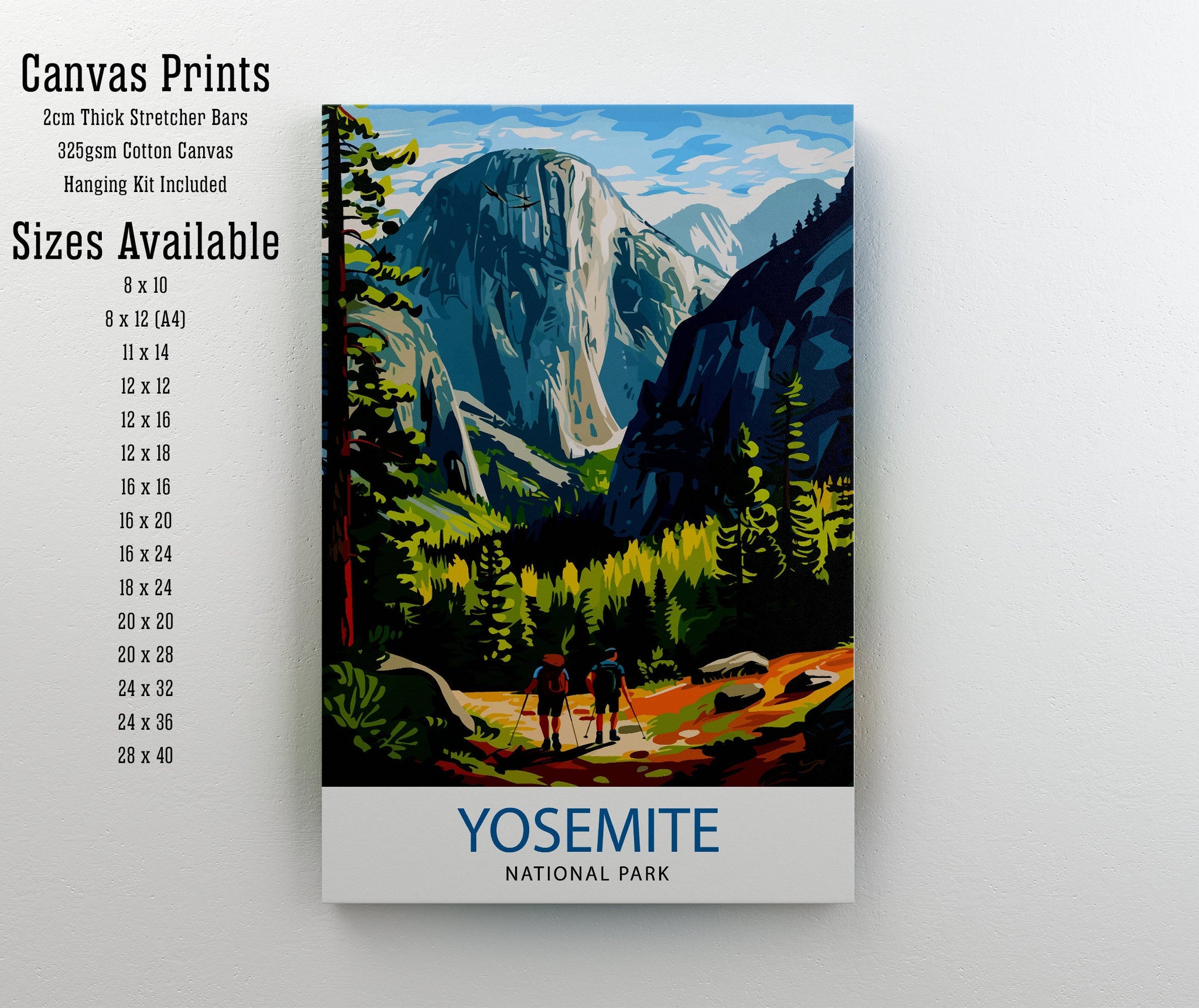 Yosemite National Park Travel Print| Yosemite Wall Art Yosemite Home Living Decor Yosemite Illustration Travel Poster Gift for Yosemite Fans