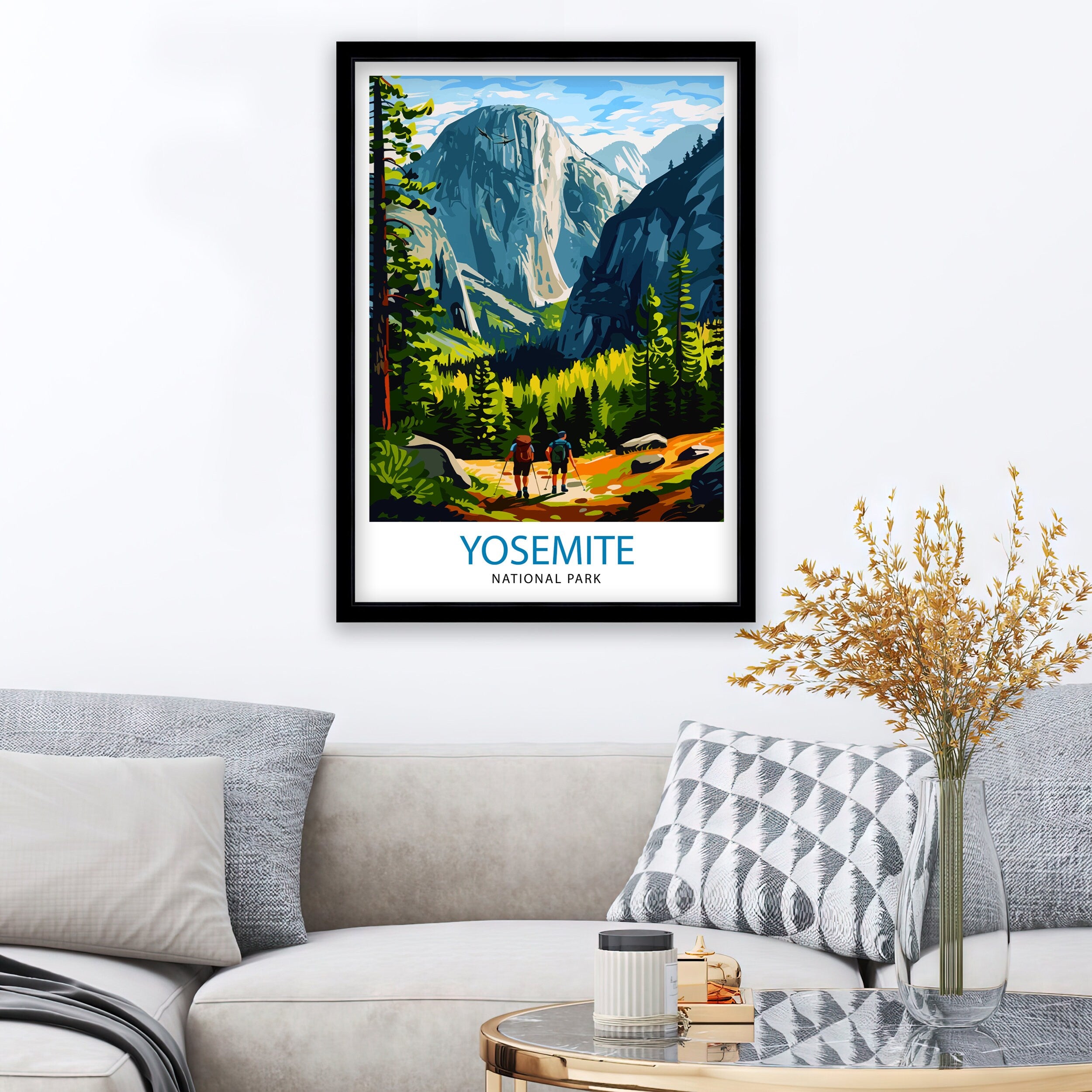 Yosemite National Park Travel Print| Yosemite Wall Art Yosemite Home Living Decor Yosemite Illustration Travel Poster Gift for Yosemite Fans