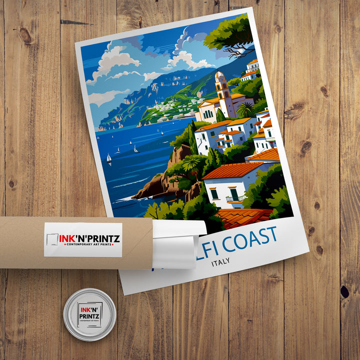 Amalfi Coast Italy Travel Poster Amalfi Coast