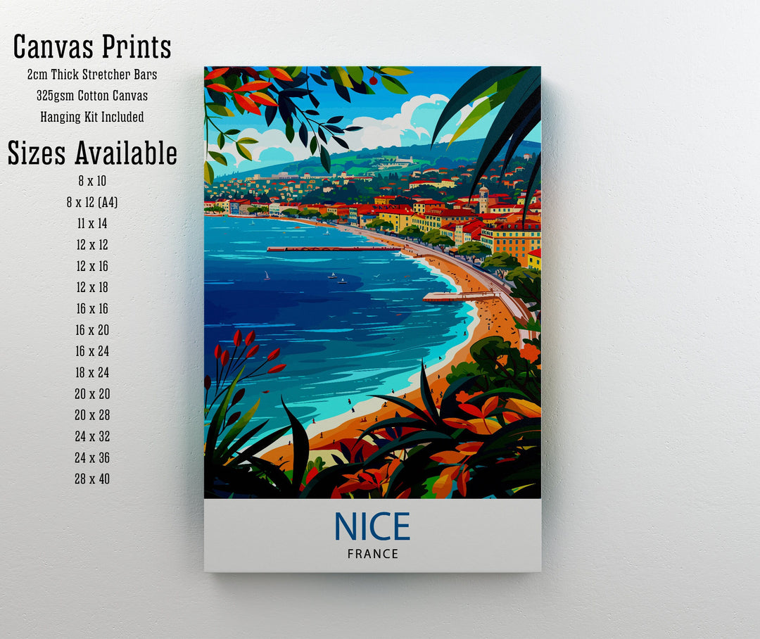 Nice France Travel Poster Nice Wall Art Nice Poster French Riviera Decor Nice Art Poster Nice Illustration Nice