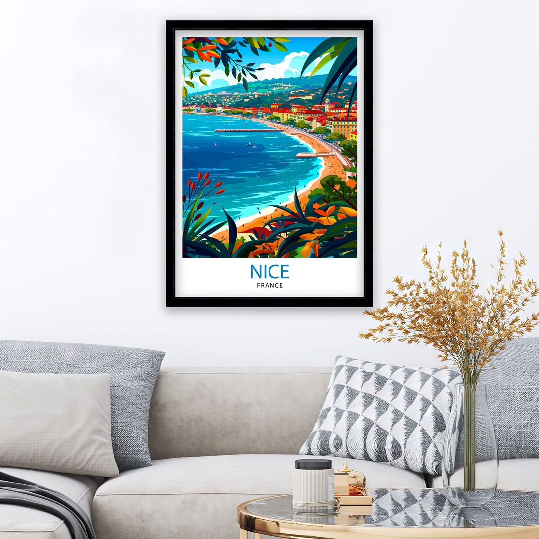 Nice France Travel Poster Nice Wall Art Nice Poster French Riviera Decor Nice Art Poster Nice Illustration Nice