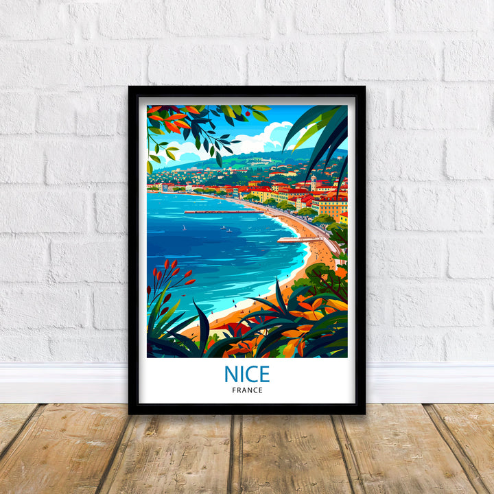 Nice France Travel Poster Nice Wall Art Nice Poster French Riviera Decor Nice Art Poster Nice Illustration Nice