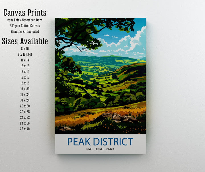 Peak District Travel Poster Peak District Wall Art Peak District Home Decor Peak District Illustration Peak District UK Travel Poster Gift